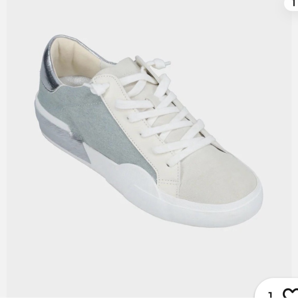 Dolce Vita White and Light Green/Gray Low-Top Sneakers